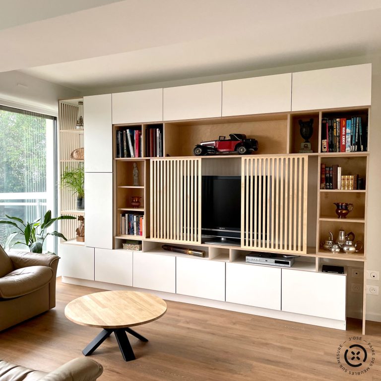 Meuble Tv blanc et bois